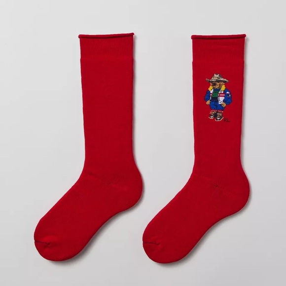 Polo Ralph Lauren Sun Valley Bear Crew Sock NWT - Red - Picture 2 of 5